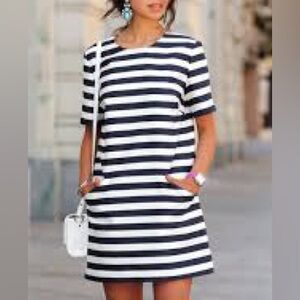 CAMEO | Striped Navy and White Stripe Dress